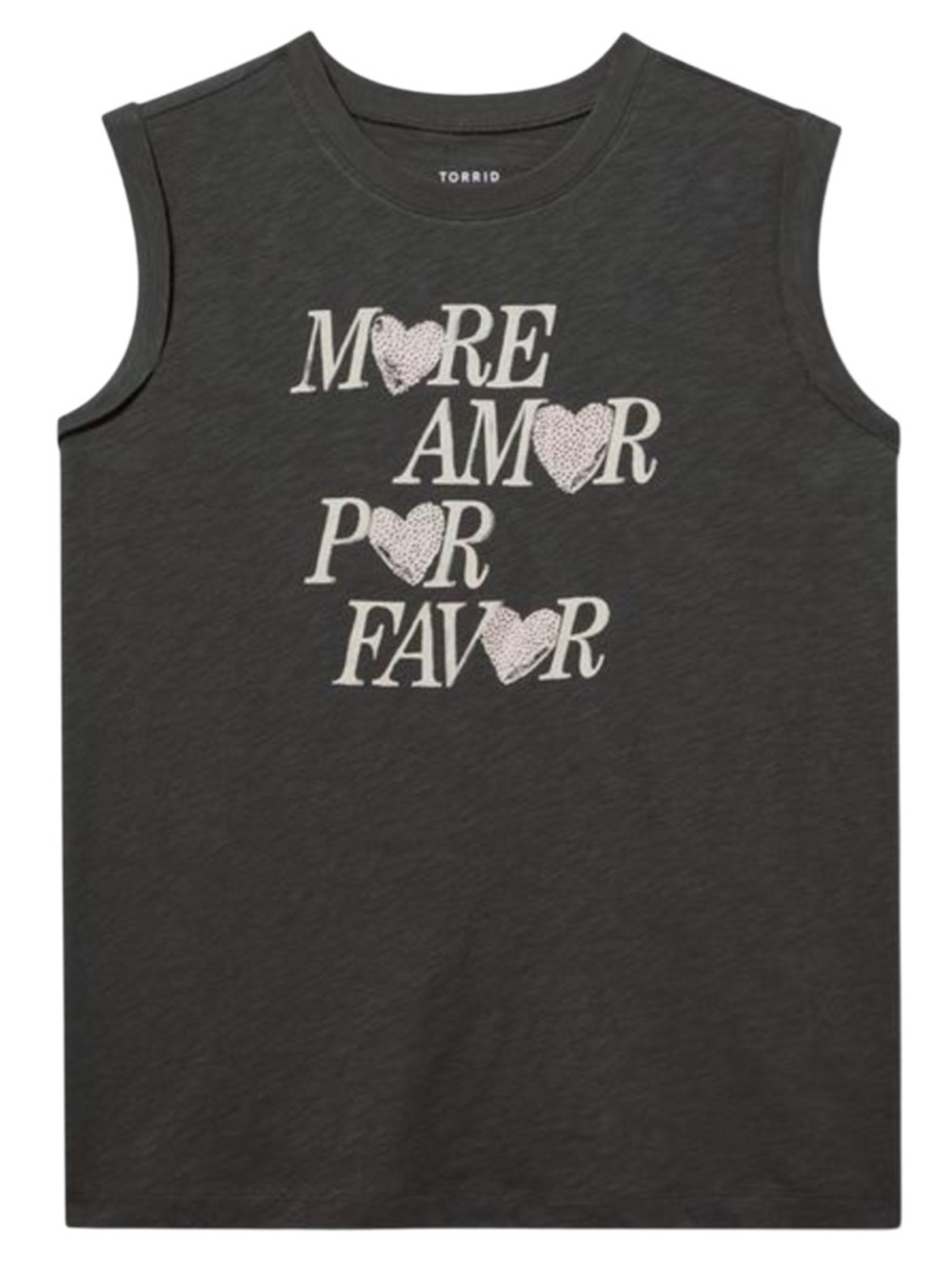 5/$25 😻 torrid Charcoal Graphic Muscle Tee with Heart Accents